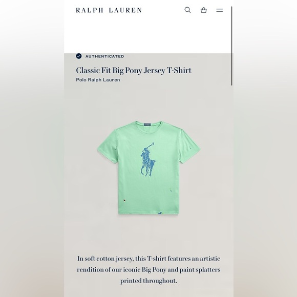 NWT Polo Ralph Lauren Classic Fit Big Pony Jersey T-Shirt with Paint Splatter - Picture 11 of 12